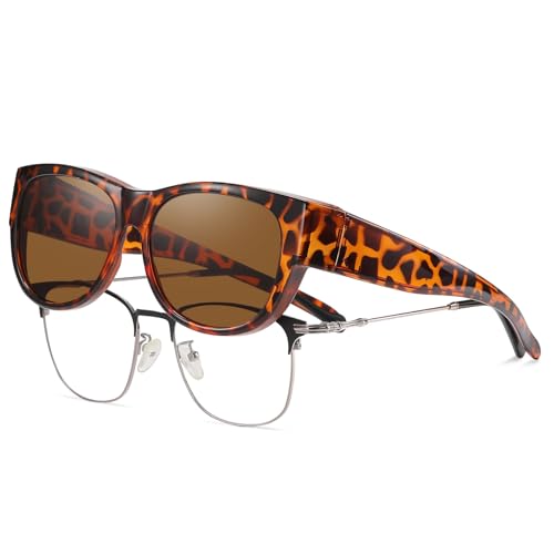 Image of HAOLOTA Sunglasses that Fit-Over Glasses Women Polarized, Trendy Cat Eye Sunglasses Wear Over Glasses, UV Protection