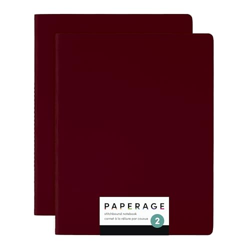 PAPERAGE Soft Cover Blank Journal Notebook 2 Pack (Burgundy) 100 Pages Large 7.5 inches x 9.5 inches Ideal for Sketch Book Note Taking & Travel Journal