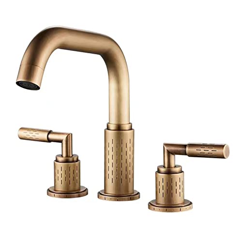 Robinet de lavabo à 3 trous mitigeur rétro en laiton antique de salle de bains
