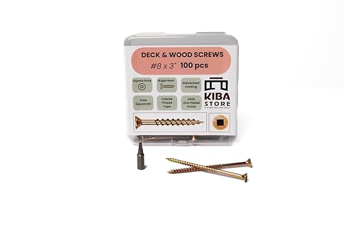 #8 x 3 Tornillos para Deck y Madera | Sistema Robertson de Cuadro | Cabeza Bugle | Dorado | Revestimiento Galvanizado | Caja con 100 piezas miniatura 3