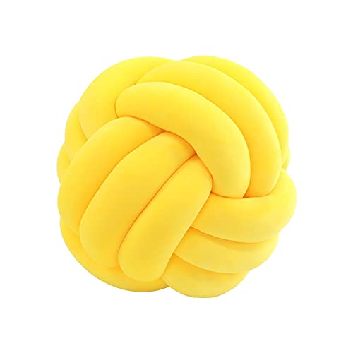 COITROZR Almohada de bola de nudo, hecha a mano, almohada de bola anudada, cojín de nudo de felpa, almohada de nudo suave, lindas almohadas para cama, 20 cm, amarillo claro