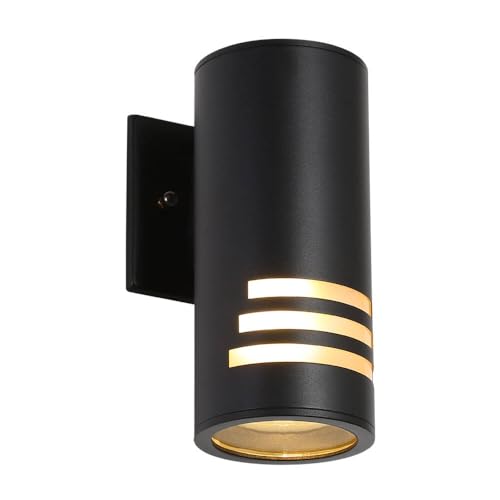 Image of Cerdeco Aluminum Outdoor Wall Sconces,Cylinder Porch Light with 3 Slots and Frosted Glass,Modern Outdoor Wall Light Fixture,Black Finished[ ETL-Listed ]