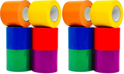 Image of SWRT 12-Pack Rainbow Colored Duct Tape 10 Yards x 2 Inch Heavy Duty, Waterproof Color Duct Tape Tear by Hand, Strong Adhesion No Residue for DIY, Packing, Marking and Arts & Crafts