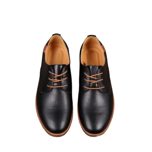 Shoes Men's Large Size Board Shoes Lace-up Casual Leather Shoes Fashion Single Shoes Men's(Brown,44)