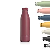 ✅ DESIGN FUNZIONALE I La bottiglia in acciaio inossidabile di LARS NYSØM è l'alternativa sostenibile alle bottiglie di plastica. Altezza: 23,5 cm, Ø 6,8 cm, Vol.: 500 ml, Peso: 280g. Perfetto per l'ufficio, lo yoga, il fitness, i bambini, il bambino o l'auto.