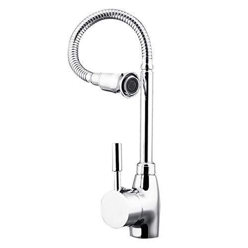 Chrome Pull Down Single Handle Kitchen Sink Faucet Commercial Gooseneck Pre Rinse Kitchen Faucet Mixer Tap Sprayer Single Lever Hot And Cold Water 360 Degree Swivel Spout