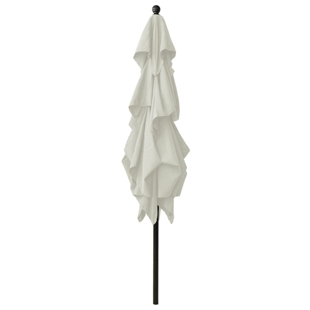 Ombrellone con palo in alluminio, 3 strati, color sabbia, 2,5 x 2,5 m, pieghevole, inclinabile, antivento, impermeabile, con supporto, per giardino, balcone, terrazzo, esterno, ombra