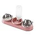 KiBcsLic Triple Cat Bowls Raised Cat Dish Pet Feeder Food and Water Bowls Set for Small Dogs, Pink