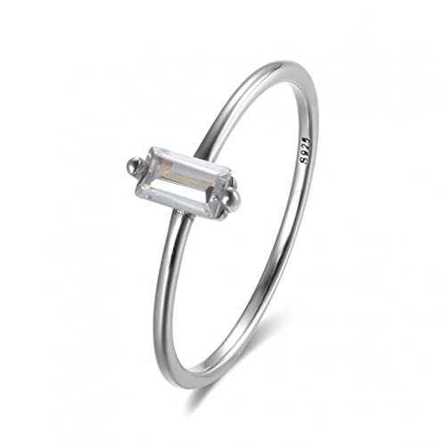 S925 anneau d'oxyde rectangle ring de zircon blanc femmes bijoux élégants