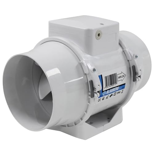 EDE Group Turbo-E 100mm 4 Inch InLine Extractor Fan - Powerful Mixed Flow Duct Mounted Bathroom Extractor Fan with Timer