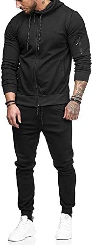 WZIKAI Men's Tracksuits,2 Piece Hooded Athletic Sweatsuits for Mens Casual Jogging Suits Sets Black M