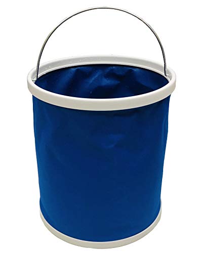 VAIYNWOM Falteimer Eimer, Faltbar 11L Eimer Wohnmobil Zubehör Putzeimer Camping Zubehör für Reinigung Camping Angeln Küche,11 Liter Haushaltseimer kompakt, Blau Cover