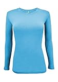 Natural Uniforms Women’s Long Sleeve Underscrub T-Shirt – Cotton Blend Scrub Base Layer for Nurses & Medical Professionals (Water Blue, Medium)