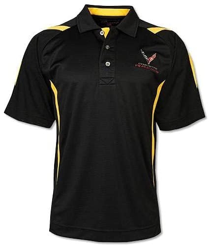 West Coast CorvetteC8 Corvette Racing Pegasus Polo Shirt: Black/Yellow