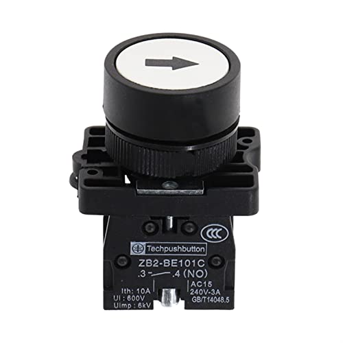 Interrupteur momentané XB2 bouton poussoir 22mm blanc avec symbole flèche