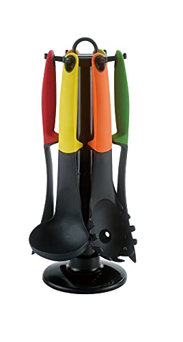 Küchenhelfer 7-teilig Spaghettiheber, Schöpfkelle, Pfannenwender, Servierlöffel Kochbesteck Drehbar Gastronomie Motiv 1 Cover