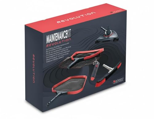 Kit de Limpieza para Piscina KOKIDO PK55 (5 Piezas) con recogehojas Plano y Bolsa, Cepillo Flexible Pared, limpiafondos Manual VD30 y termómetro Jumbo – Mantenimiento Completo