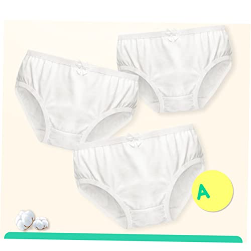 3pcs Cotton Panties for Girls Dance Briefs Elastic Waist Comfortable Cotton Hipster for Girls White3