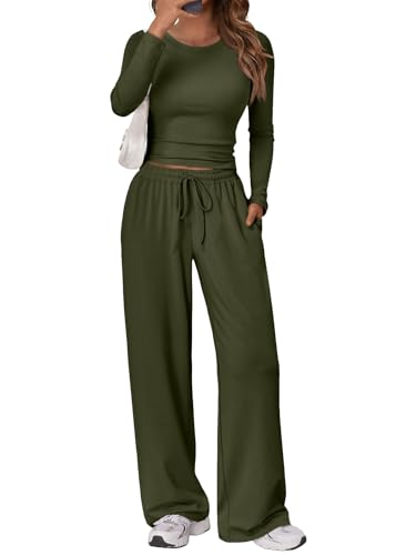 Trendy Queen Womens Two 2 Piece Matching Lounge Sets 2025 Early Fall Fashion Must Haves Y2K Workout Gym Clothes Comfy Airport Travel Vacation Luxury Outfits Sweatsuit Winter Clothing