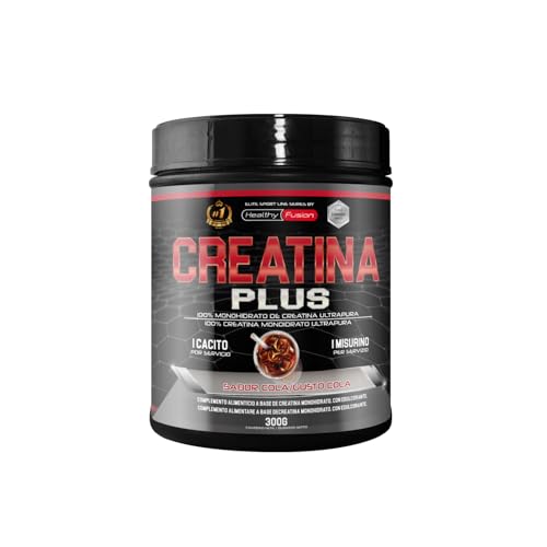Healthy Fusion Creatina Monohidratada en Polvo | 2.8 g/dosis Creatina | Fórmula 100% pura sin aditivos | Creatina Micronizada 200MESH | Apoyo al Rendimiento y Desarrollo Muscular | 300g sabor cola