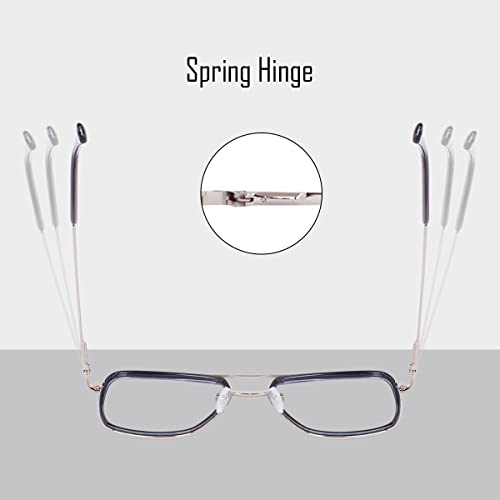 Image of CREEK Blue Light Blocking Blue Cut Zero Power anti-glare Retro Square Eyeglasses,Metal Frame for Eye Protection from UV by Computer /Mobile (With Torch and Testing Card)