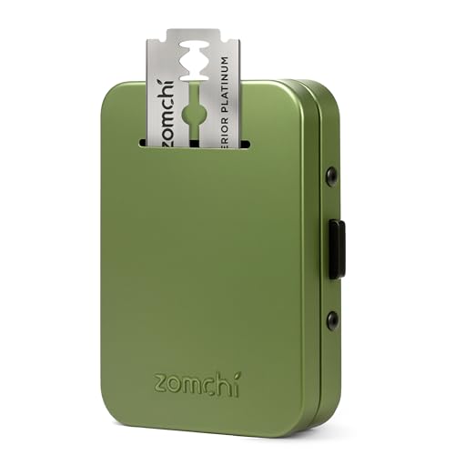 ZOMCHI Razor Blade Bank for Used Double Edge Safety Razor Blades, Compact Disposal Container for Safe Storage and Travel (Olive Green)