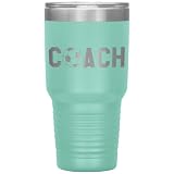 JFWcreations Soccer Coach Tumbler - 30oz Insulated Engraved Stainless Steel Cup Gift, Teal