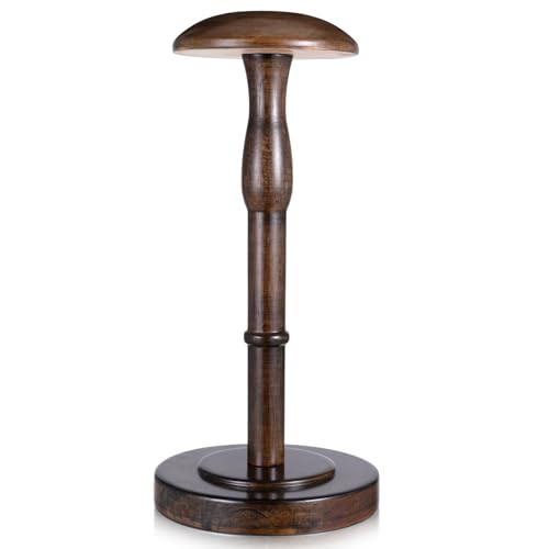 Support chapeau cowboy marron en bois Ptwola avec dôme de 13 cm pour commode