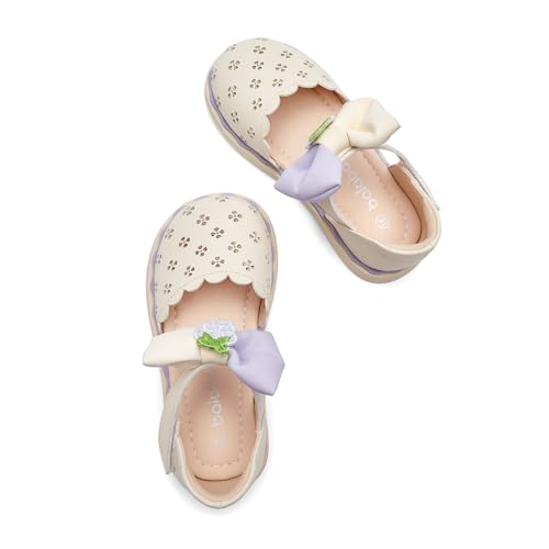 Balabala Girl Flats Sandals Princess Dress Shoes Sparkle Bow Shells Girls Shoes for Prom Party Wedding Toddler Little Kid Hook and Loop2