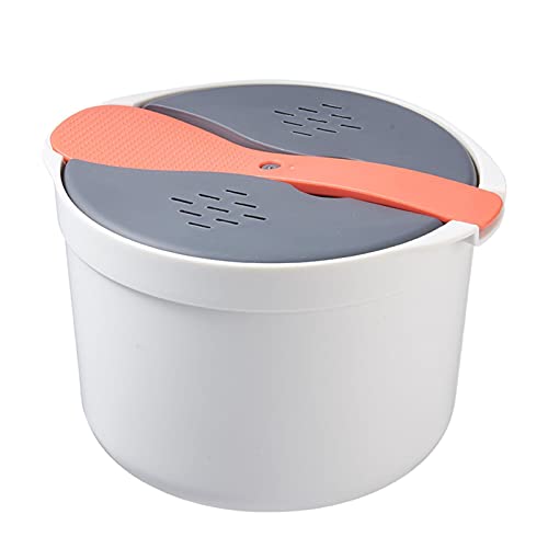 Olla Arrocera para Microondas, Olla Arrocera Al Vapor para 2L con Tapa Coladora y Cuchara para...