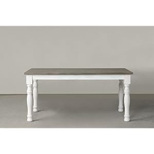 Roundhill Furniture Ebret Farmhouse Two-tone Distressed Wood Dining Table, Seat up to six, Brown and White Roundhill Furniture Ebret Farmhouse Two tone Distressed Wood Dining Table Seat up to six Brown and White