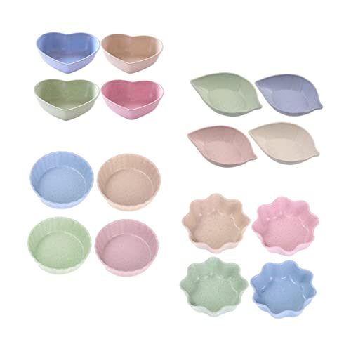 STOBAZA 16pc Set Seasoning Plate Snack Plate Diverse Shapes Appetizer Saucer for Dipping Sauce