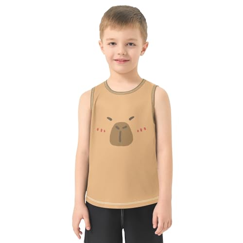 Cute Capybara Face Boys Tank Top Sleeveless Quick Dry Athletic T-Shirts 3-10T2