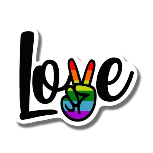 Ad Astra Graphics Love Rainbow Peace Sign Magnet - LGBTQ Pride Ally Love Rainbow Flag Magnet - Car Truck Bumper Fridge Metal Surface Magnet - 5 Inches On Longest Side - Made in USA - AAMT0104