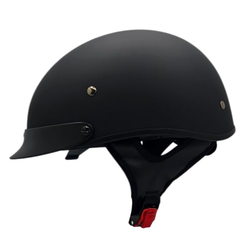 Image of Vega Helmets Warrior Motorcycle Half Helmet with Sunshield for Men & Women, Adjustable Size Dial DOT Half Face Skull Cap for Bike Cruiser Chopper Moped Scooter ATV (Large, Matte Black)