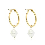 MATERIAL 316L Edelstahl URBANHELDEN Schmuck Creole mit Perle für Damen gold - Ohrringe Damen - Creolen silber mit Perlen, mit exklusiver Schmuckschachtel, tolle Geschenkideen für Frauen