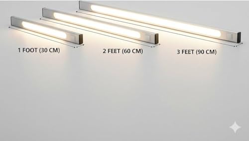 Image of JACKAL LED Under Cabinet Light for Kitchen, Plug-in Cabinet Light for Wardrobe, Showcase, Cupboard, Shelf - Slim Design, Energy Efficient - 1 Year Warranty (White, 3F)