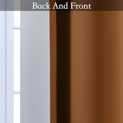 Image of SimpleHome Ombre Burnt Orange to Grey White Curtains for Living Room 52x84L | Room Darkening Curtains for Bedroom,Gradient Light Blocking Curtain,Thermal Insulated Grommet Window Drapes,2 Panels,84 Inch