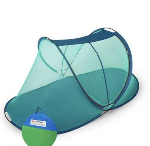 Image of Unique Handicraft Foldable Mosquito Net, Single Bed, Pop-Up Design, Teal Blue, 6.10 x 3.11 Feet