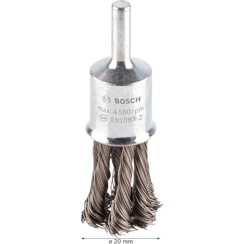 Bosch 1x PRO Stainless Steel Longlife Topfbürste, gezopfter Draht für 6‑mm-Zylinderschaft und Bohrer (Ø 19 mm, Professional Zubehör Bohrmaschine/Schrauber)