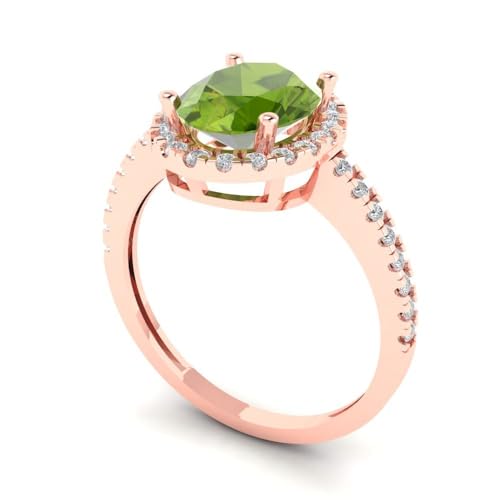 Clara Pucci 2.27 tcw Oval Cut Engagement Ring for Women, 14K Solid Gold, Rose Gold, Solitaire with Accents Natural Peridot Bridal Anniversary Promise Ring2