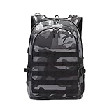 OUTOS Travel Backpack with USB Charging Port, 40L Jedi survival three-level backpack PUBG1 than 1 with the chicken game camouflage computer shoulder bag (Black Grey)