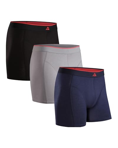 DANISH ENDURANCE Calzoncillos Hombre Boxer de Bambu, con o Sin Bragueta, Suaves y Elásticos, 3 Pack, MC (1x Negro, 1x Gris, 1x Azul Marino), L