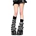 HEMOUR Leg Warmers for Women, Y2K Legwarmers for Girls, Fall Winter Halloween Gifts, Harajuku Kawaii Gyaru Cutecore Gothic Fashion Accessories Cute Flared Socks, Black Grey Stripe