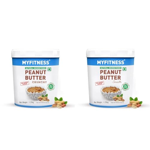 Image of MYFITNESS All Natural Peanut Butter Crunchy 1.25kg & Smooth 1.25kg