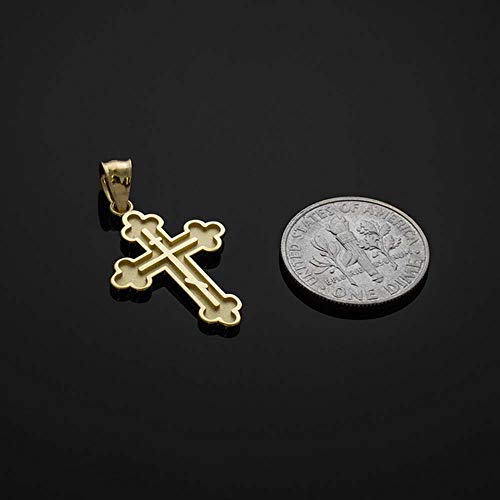 Certified 10k Gold Eastern Orthodox Cross Charm Pendant (Yellow-Gold)3