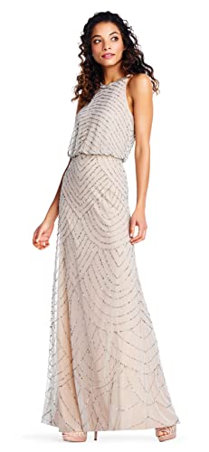Image of Adrianna Papell Womens Halter Blouson Beaded Gown