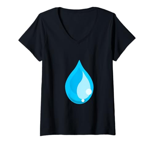 Femme Goutte d'eau Goutte d'eau Goutte d'eau Hydratation pour Les Amoureux de l'eau T-Shirt avec Col en V