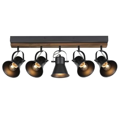 SEEBLEN 5-Light Track Light Fixtures, Adjustable Ceiling/Wall Mount Spotlight, Industrial Black Kitchen Track Lighting for Living Room, Dining Room, Hallway, Bathroom
