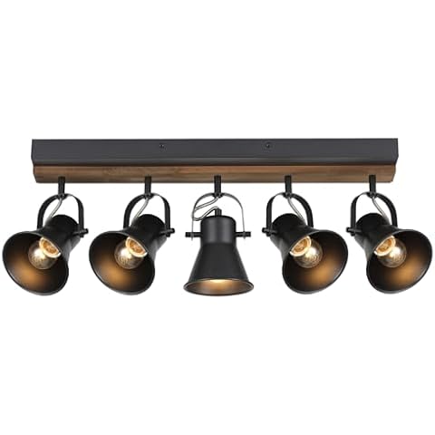 SEEBLEN 5-Light Track Light Fixtures Ceiling/Wall Mount, Adjustable Ceiling Spotlight,Industrial Black Kitchen Track Lighting Fixtures Ceiling for Living Room, Dining Room, Hallway,Bathroom. Cover